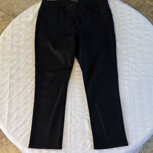 DKNY Women's Black Pinstriped Straight Leg Stretch Jeans